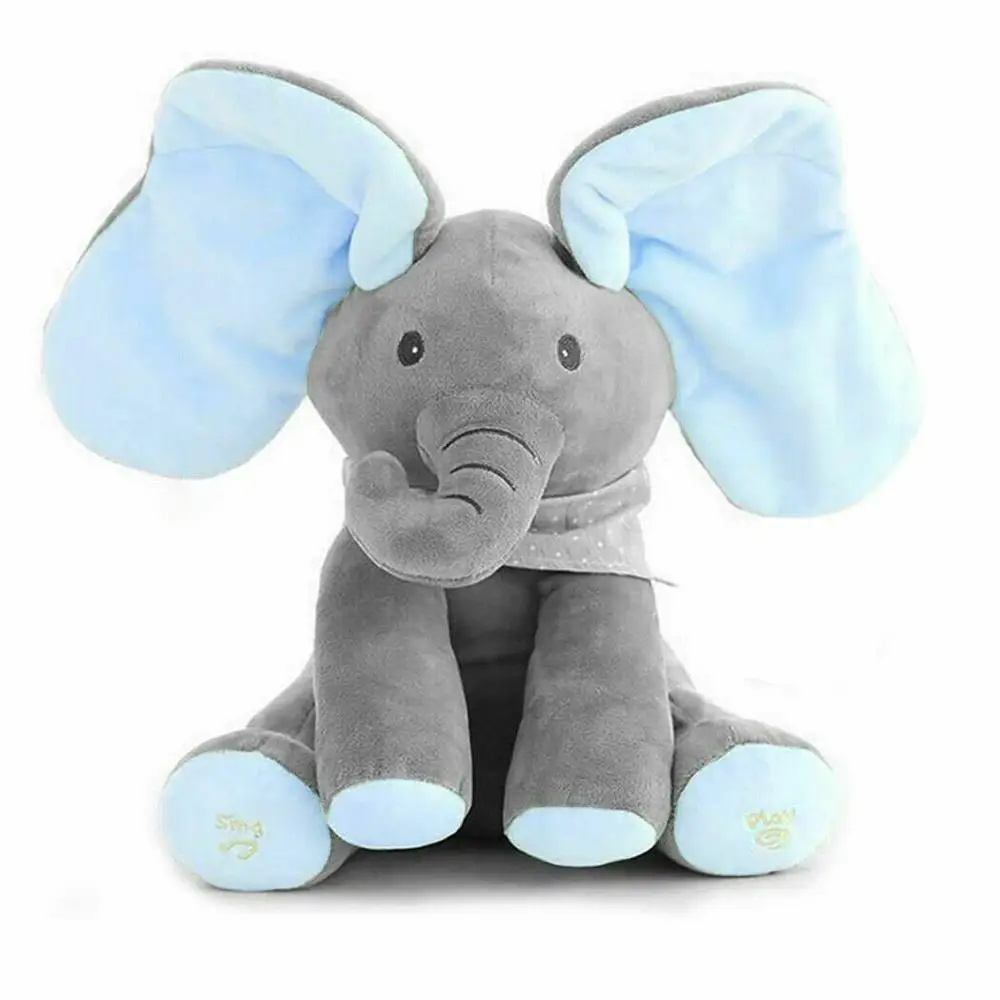 

Elephant Toys Will Sing with Music Elephant Cover Eyes Baby Elephant Doll Children Accompanying Toy Plush Toy Peekaboo Elephant