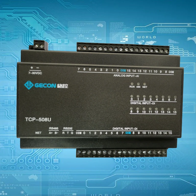 16AI analog acquisition 16DI switch input Ethernet IO module RS485 232 PLC extension support MODBUS-RTU MODBUS-TCP protocol |