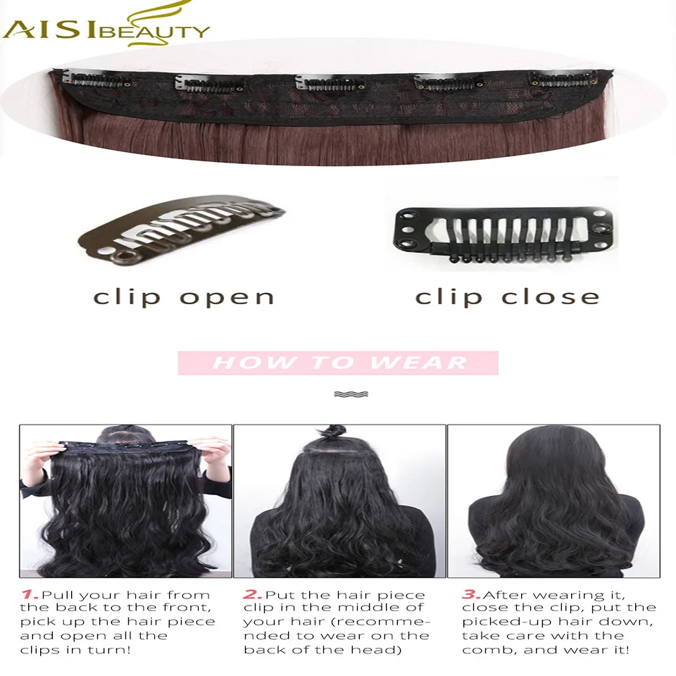 AISI BEAUTY, Синтетические длинные прямые волосы для наращивания, 5 зажимов, 1 шт., волосы для наращивания, высокотемпературные волосы для женщин