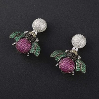 2pcs cubic zircon micro pave bee fixed interlayer clasp clip double connector diy jewelry findings