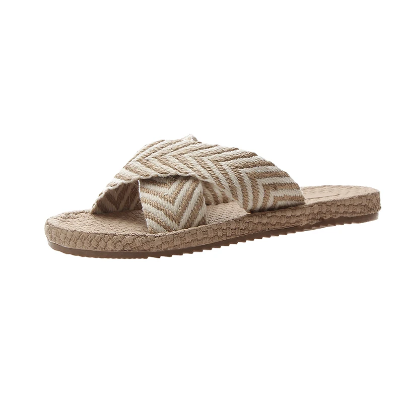 

All-match woven cross-wear sandals and slippers 2021 summer new beach slippers flat fisherman shoes
