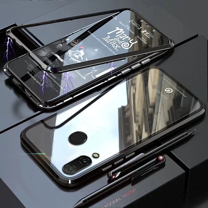 Чехол YonLinTan для Huawei Y9 2019 Металлическая магнитная рамка магнитные адсорбционные
