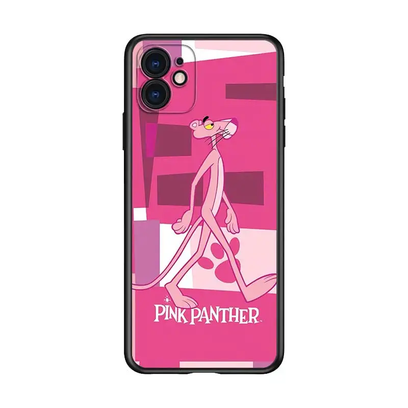 

Pink Panther cute for Apple iPhone 12 Pro Max Mini 11 Pro XS Max X XR 6S 6 7 8 Plus 5S SE2020 Soft Black Phone Case