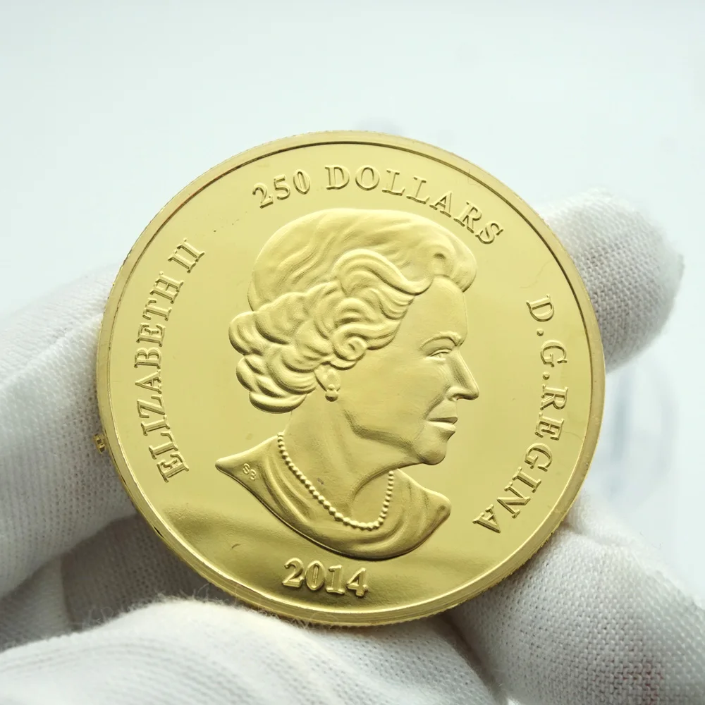 Монета с золотым и серебряным покрытием в виде канадского животного 1 унция -