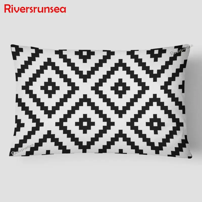 Simple Black And White Geometric Marble Cushion Cover Nordic Yellow Gray Graffiti Throw Pillow Cases 30*50cm For Home Bedside | Дом и сад