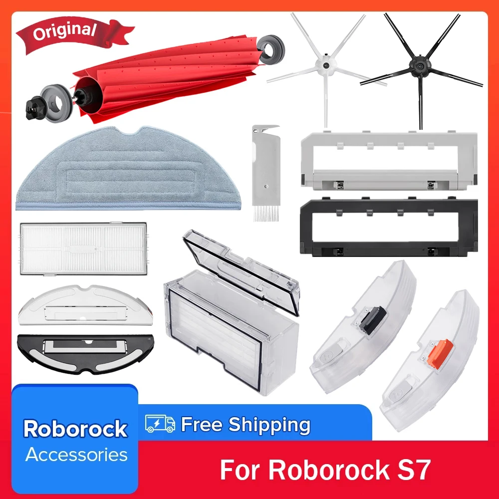 

Original For Roborock S7 T7s Plus Vacuum Cleaner Spare Parts Main Brush Side Brush Mop Cloth Hepa Filter Dust Bag Mop Bag Cover