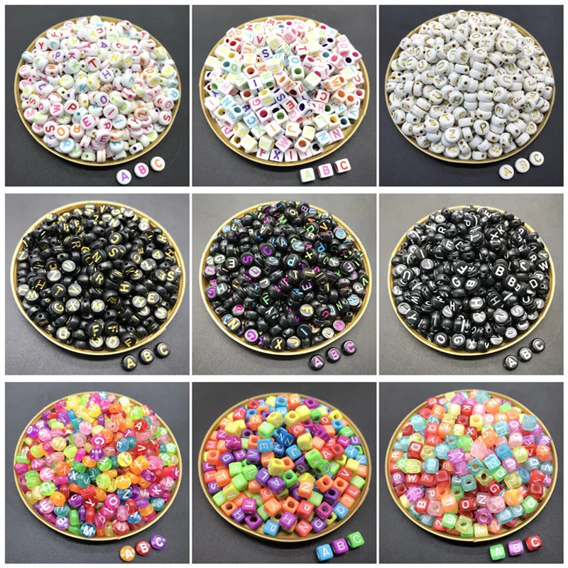 Акриловые бусины с отверстием квадратные овальные буквами алфавита для