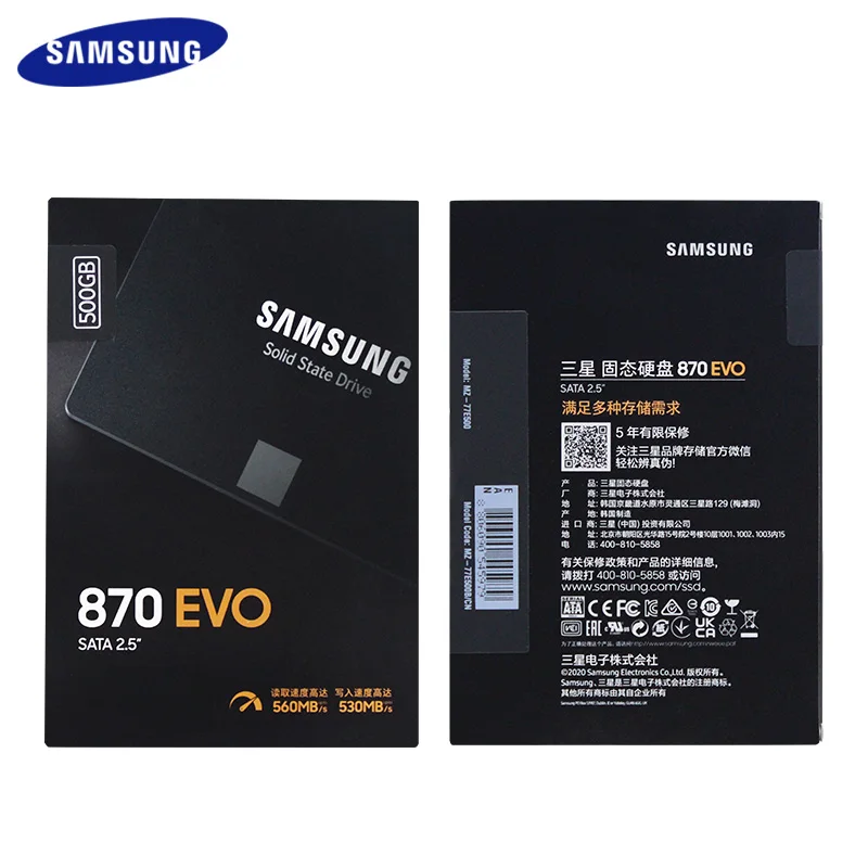 SAMSUNG SSD 870 EVO 250  500  1  2  2, 5    HDD SATA3.0