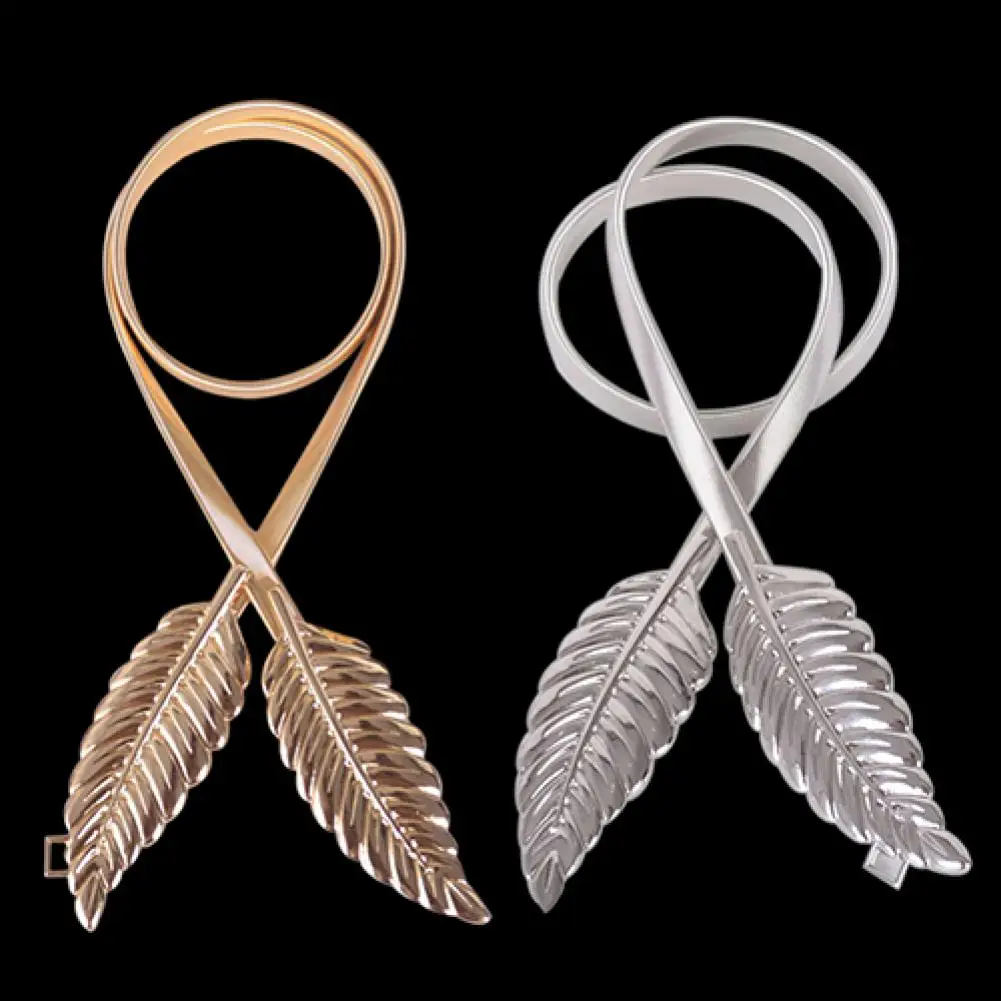 

Women's Leaf Design Vintage Style Belt Elastic Clasp Metal Waist Femme Waistband Vintage Style Belt