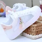 Сетчатые белые туфли, женская модная дышащая обувь, женская спортивная обувь, обувь на плоской подошве, женская обувь