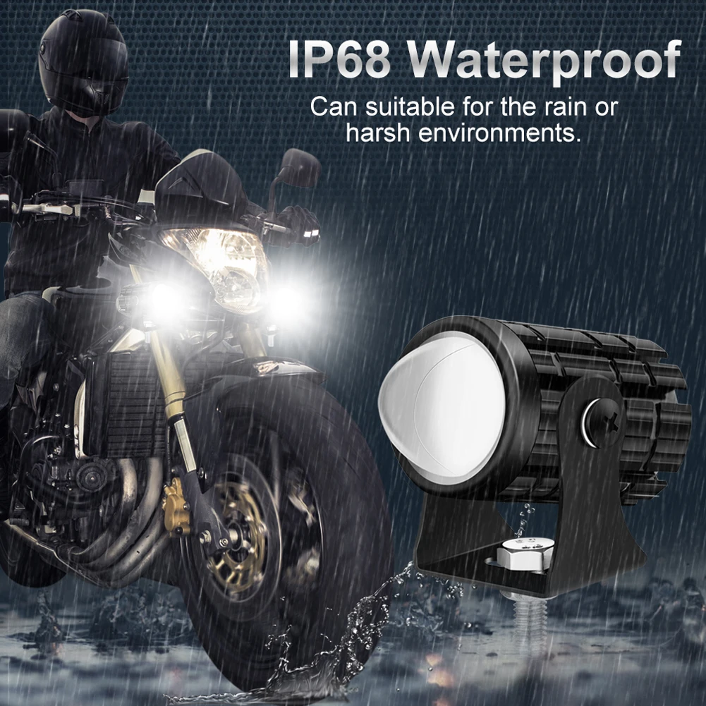 

Universal Motorcycle LED Headlight Projector Lens Dual Color ATV Scooter Driving for Cafe Racer Light Auxiliary Spotlight Lamp
