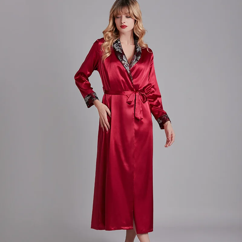 

Sexy Homewear Long Sleepwear Lace Lady Solid Color Dressing gowns for women Bathrobe Gown Nightgown Clothes Nightwear lingerie