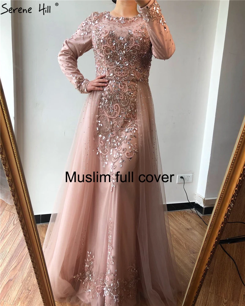 Serene Hill Elegant Sexy V-Neck Long Sleeves Evening Dress Mermaid With Train Formal Party Gown Multiple Color CLA6571