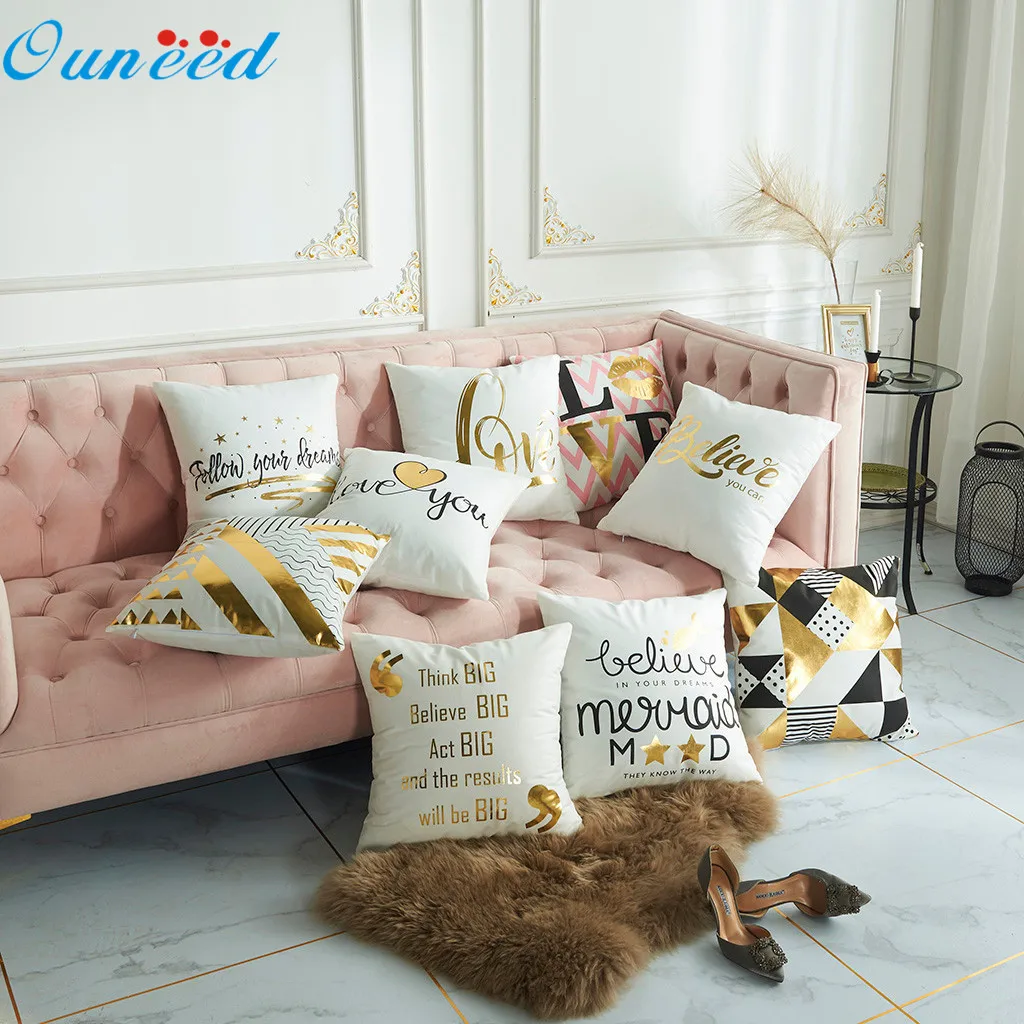 Ouneed чехол для подушки с текстом бронзовой серией наволочки принтом праздничная