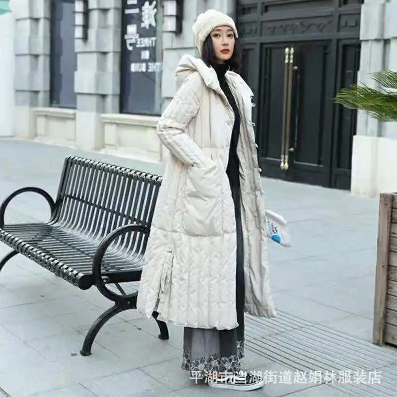 Новинка 2019 стильная женская Свободная художественная длинная пуховая куртка