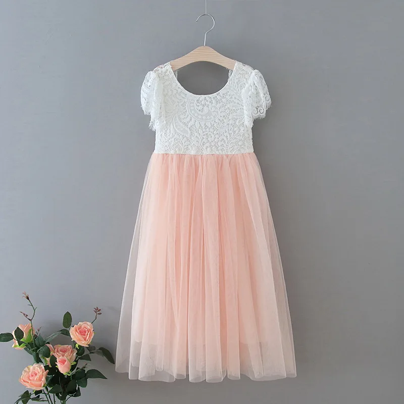 pink without sash Розничная ; Новинка; летнее платье принцессы для маленьких девочек; кружевное прямое платье из тюля с ресничками для свадебной вечеринки; одежда для маленьких девочек; E13844 - Цвет: pink without sash
