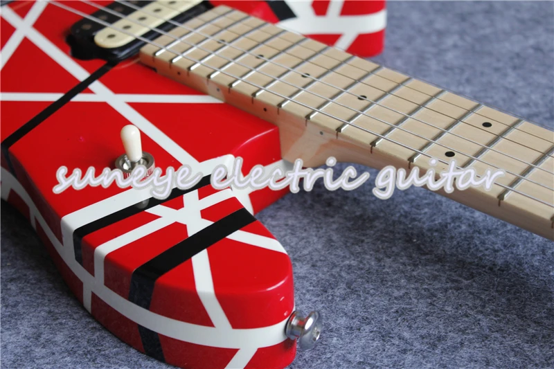 

Hot Sale Left Handed China Wolfg Electric Guitar White & Black Stripe Mahogany Guitar Body DIY Guitar Kit Chrome Tremolo