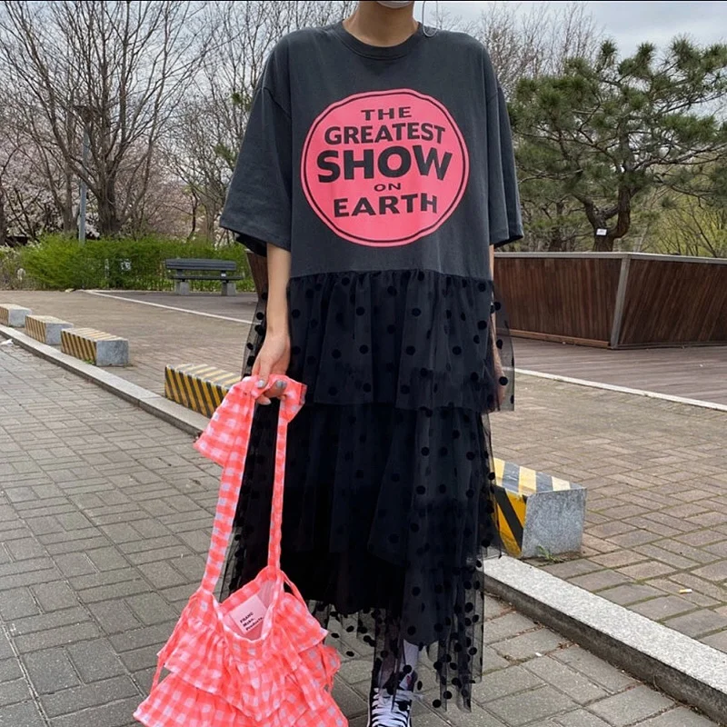 Женское платье с коротким рукавом корейское шикарное летнее круглым вырезом и