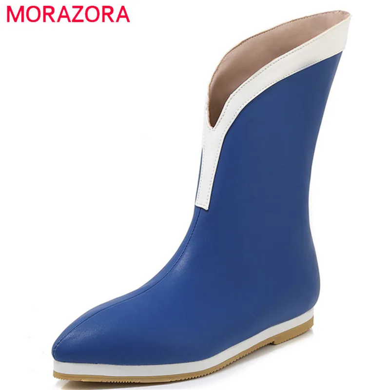 Женские ботильоны на плоской подошве MORAZORA черные или Белые Повседневные большие