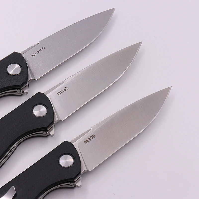 

Bear 95 DC53 outdoor bearing folding knife G10 steel survival knife camping fruit knives high hardness M390 tactical EDC tool