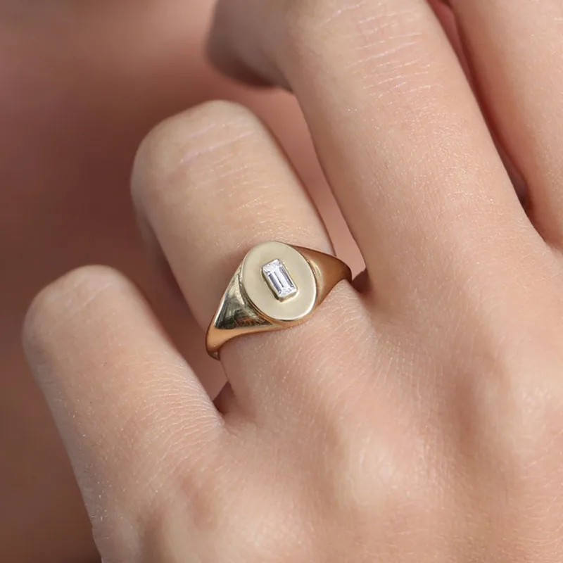 

Retro European American Style 14k rose gold jewelry inlaid Square diamond rings Wedding Party Accessoires Hot Sales 2021
