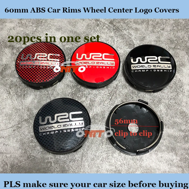 

20pcs/lot ABS blackground 60mm label Car Rims Wheel hub Caps For WRC Car LOGO Badge Emblem Covers Auto accessories Base