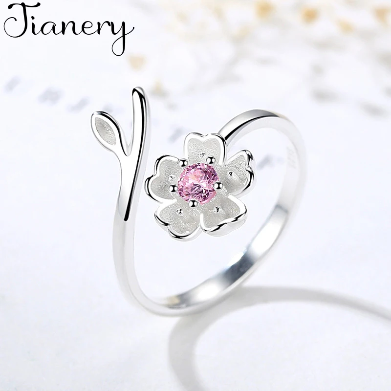 Женское кольцо с цветком вишни JIANERY серебристого цвета в богемном стиле
