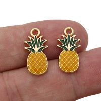 5pcs enamel gold plated pineapple charm pendant for jewelry making earrings bracelet necklace accessories diy findings