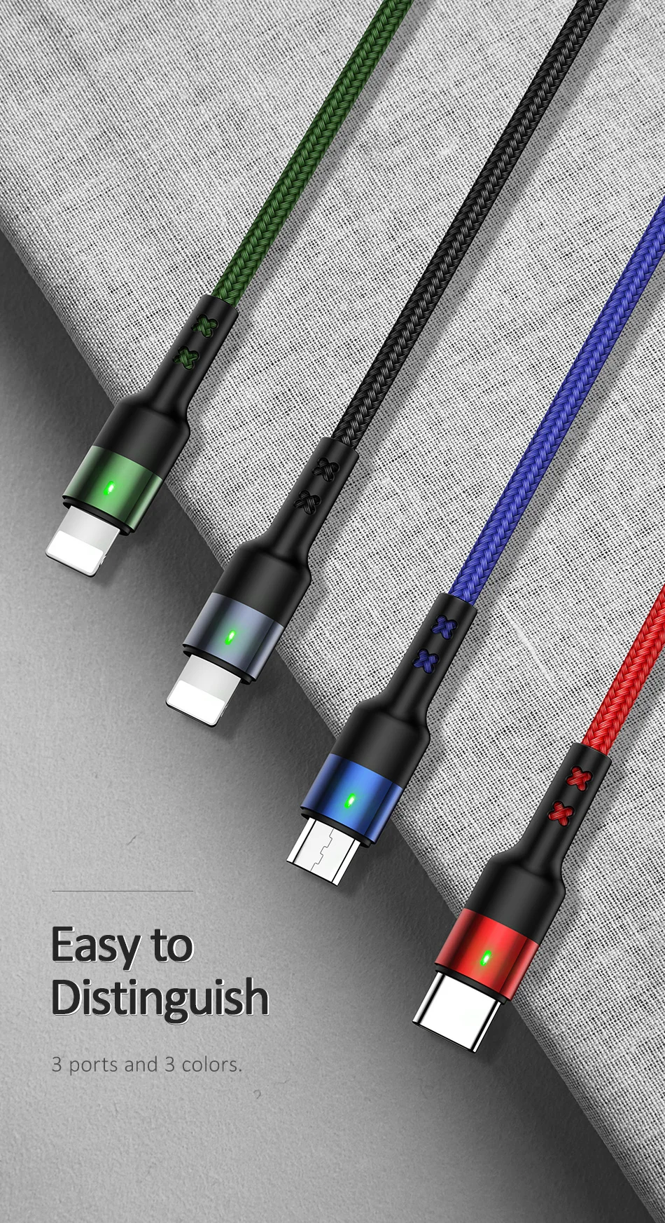 USAMS 1,2 м 3 в 1 телефон USB кабель type C Micro USB для iPhone X 8 7 6 iPad 3A Зарядка samsung Micro usb C для iPhone кабель