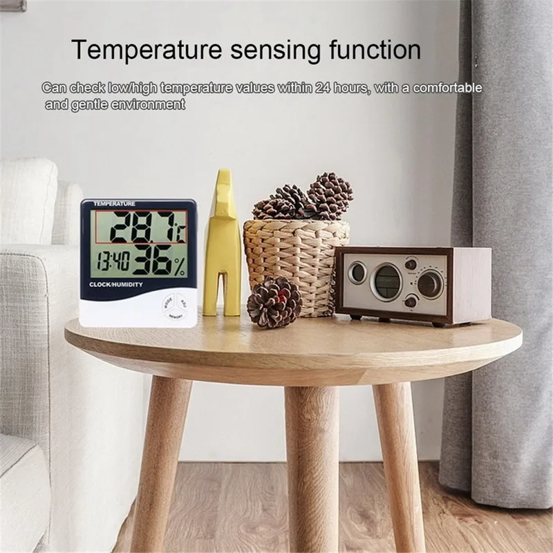 ЖК-дисплей цифровой температура влажность метр дом в помещении на улице термометр гигрометр погода станция с часами