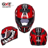 winter men and women gxt full face motorcycle novelty racing motocross demon horns flip up helmets for casco moto capacete