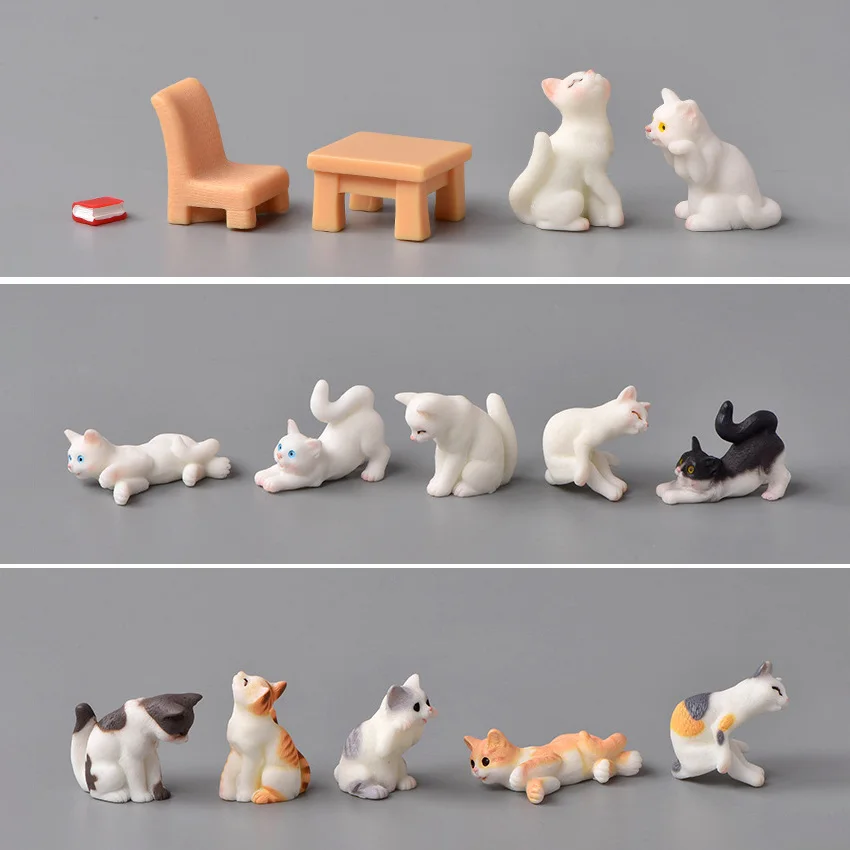 Мультяшная Милая модель кошки животные миниатюры полимерные фигурки кошек