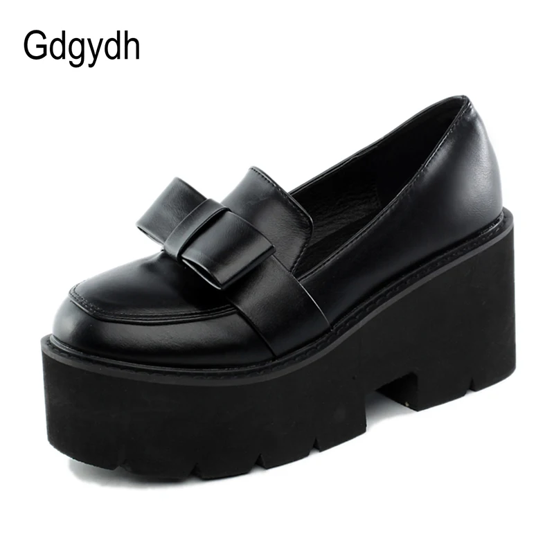Женские туфли на блочном каблуке Gdgydh черные в японском стиле платформе с