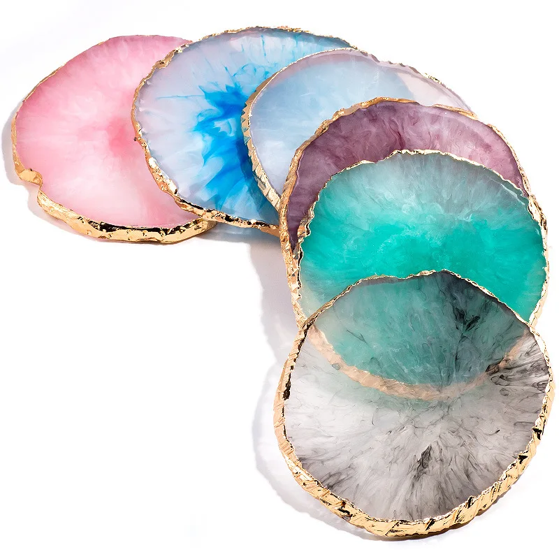 

1*nail Polish Gel Palette Round Resin Agate Stone Nail Color Gel Polish Pallet Mixing Drawing Paint Pad Manicure Nail Display