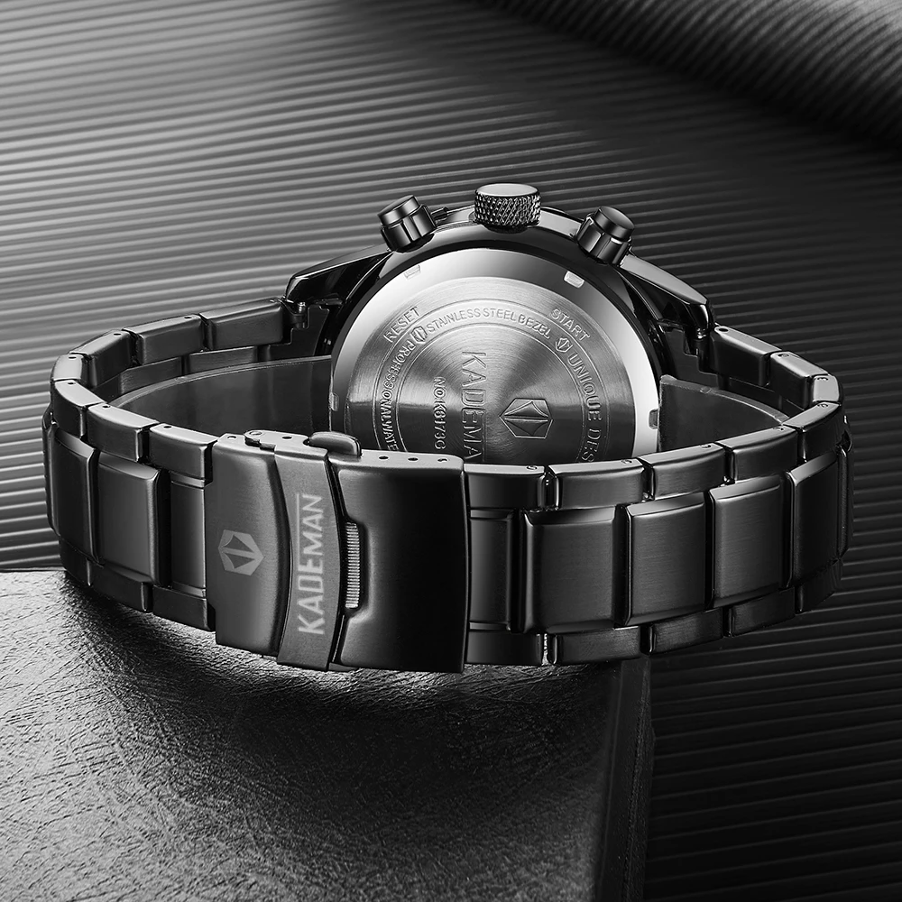 KADEMAN Роскошные мужские часы Relogio Masculino s многофункциональные электронные часы спортивные водонепроницаемые часы с металлическим ремешком Мужские reloj hombr
