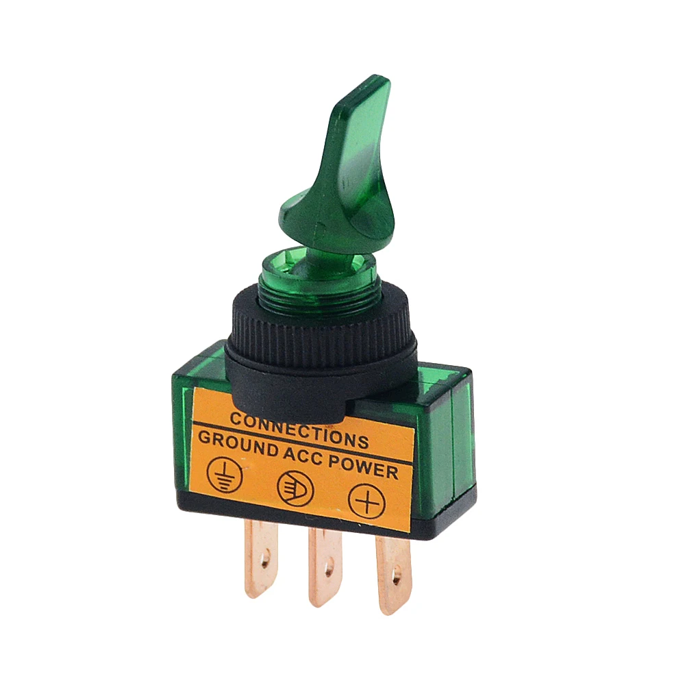 Green 4 шт., ASW-14D, 12 В, 20 А, светодиодная подсветка, Флик, рокер, кнопка, тумблер, ВКЛ-ВЫКЛ, автомобильный фургон, тире, лодка, светильник, подключения, мощность заземления - Цвет: Green