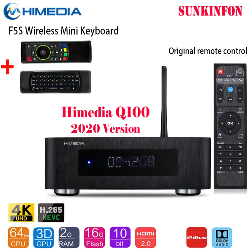 Смарт ТВ приставка Himedia Q100 4K HDR 2 ГБ 16 Android 7 0 Поддержка Dolby DTS светодиодный дисплей 3 5