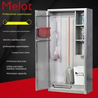 customized stainless steel cleaning cabinet bathroom cleaning single and double door sweeping tool storage storage organization