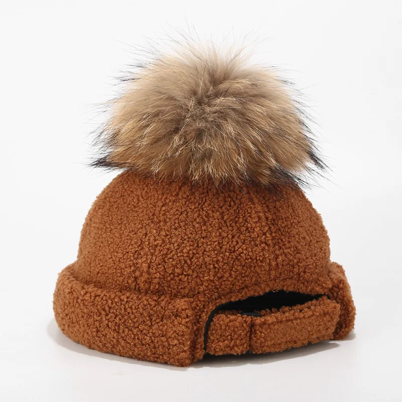 

Vintage Brimless SkullCaps Dome Hat Men's Beanies For Men Retro Crimping Autumn Winter Hip Hop Cap with Fur Gorro for Women