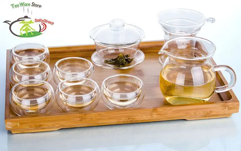 1x 10 в 1 кунг фу стеклянный чайный набор жаростойкое стекло Gaiwan горшок + фильтр
