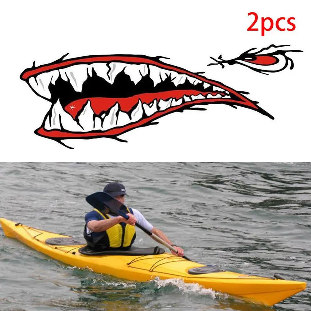 1Pair 36.4cm Shark Teeth Mouth Sticker 2pcs/Set Decal Fishing Ocean Boat Most Canoe Dinghy | Автомобили и мотоциклы