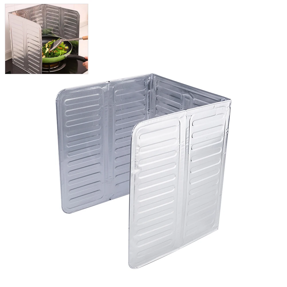 

3-Sided Splatter Guard Kitchen Splatter Shield Foldable Oil Proof Plate Board Aluminum Foil Oil Guard
