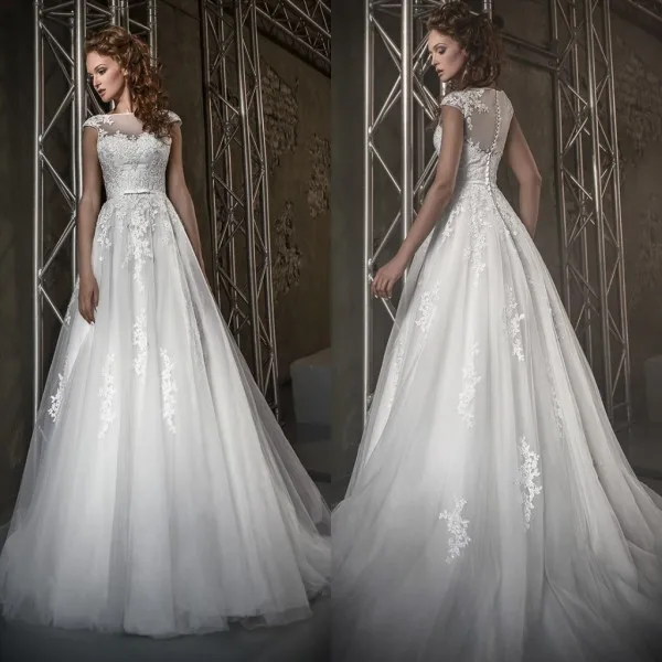 

Wholesale vestido de noiva robe de mariee Cap Sleeve sleeveless Lace Appliqued bridal gown 2018 mother of the bride dresses