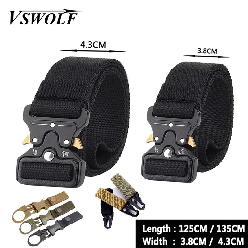 Ремень военный мужской с металлической пряжкой широкий нейлоновый тактический