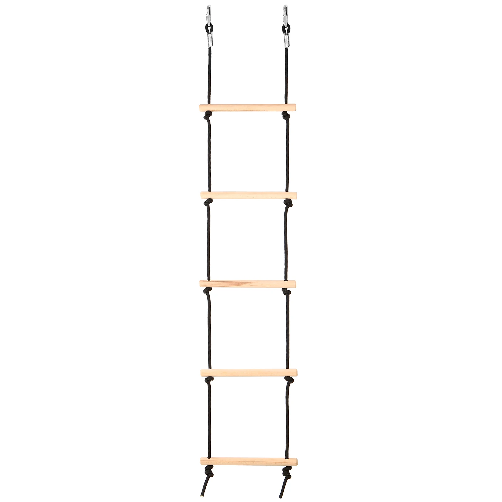 

Outdoor Wooden Swing Rope Ladder with 2 Hooks Kids Climbing Obstacle Game Hanging Ladder Swing Playground Set