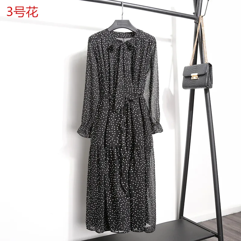 2021 весна лето женское платье для дам с длинным рукавом в горошек винтажная