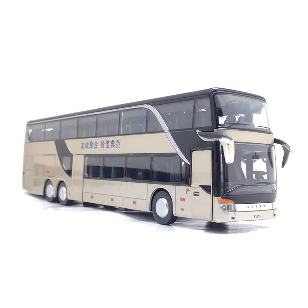 Sale High quality 1:32 alloy pull back bus model high imitation Double sightseeing flash toy vehicle free shipping | Игрушки и хобби