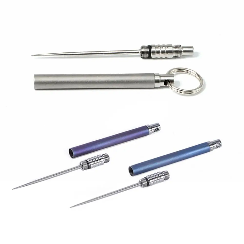 

Pure Titanium Toothpick Multiuseful Toothpick Tube Fruit Fork Portable Self-defense Toothpick Keychain Outdoor Edc Equipment