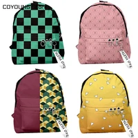coyoung store kimetsu no yaiba backpack canvas bag kamado tanjirou school bags girl mochila feminina nezuko notebook bag cosplay