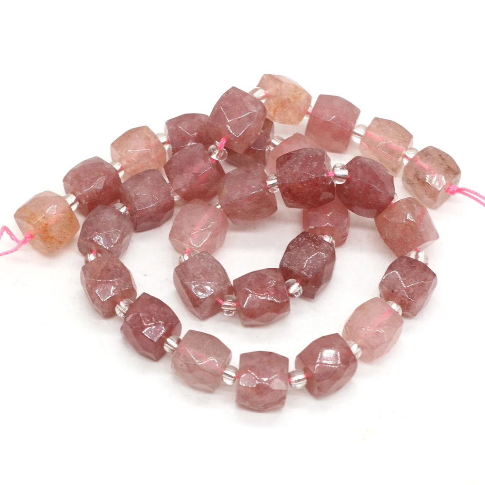 

Natural Stone Semi-precious Stone Rectangular Beaded for Jewelry Making-specification 10-11 Mm-strawberry Crystal
